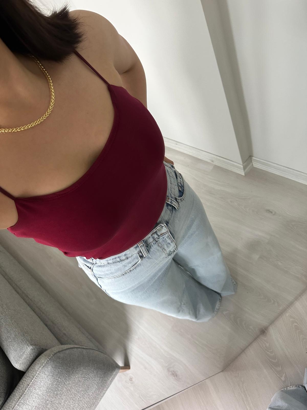 Soft Askılı Pamuklu Likralı Bordo Body